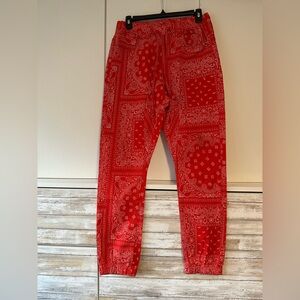 🔥 Victorious Los Angeles Red Bandana Paisley Jogger Pants Size S
